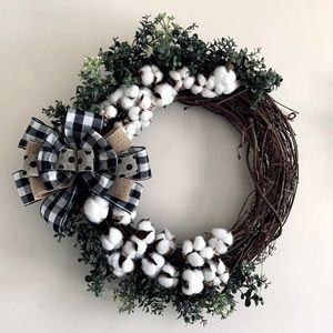 Cotton Grapevine Wreath